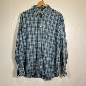 Southern Point Co. Mens Polo Long Sleeve Button Down Shirt Blue & Green Medium